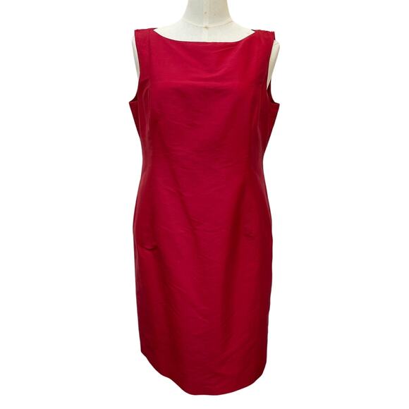 NWT Lafayette 148 Silk Sleeveless Sheath Dress Women's Size 18 Red - Picture 1 of 4
